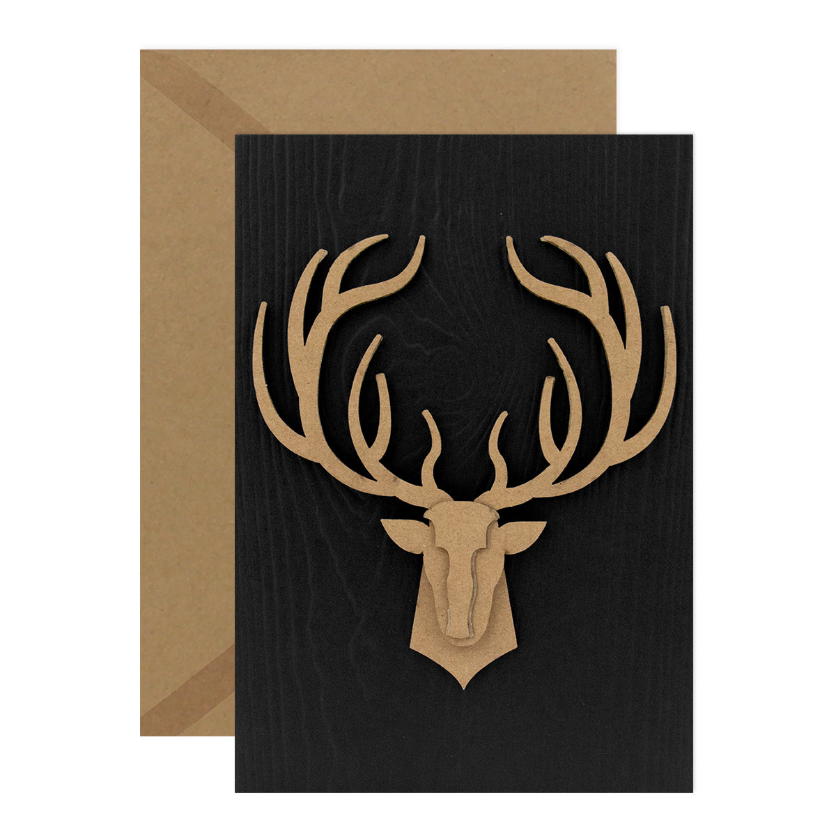 Hallmark Signature Birthday Card - Stronger, Wiser, Better Every Year featuring a laser-cut deer head on a black wood-grain background.