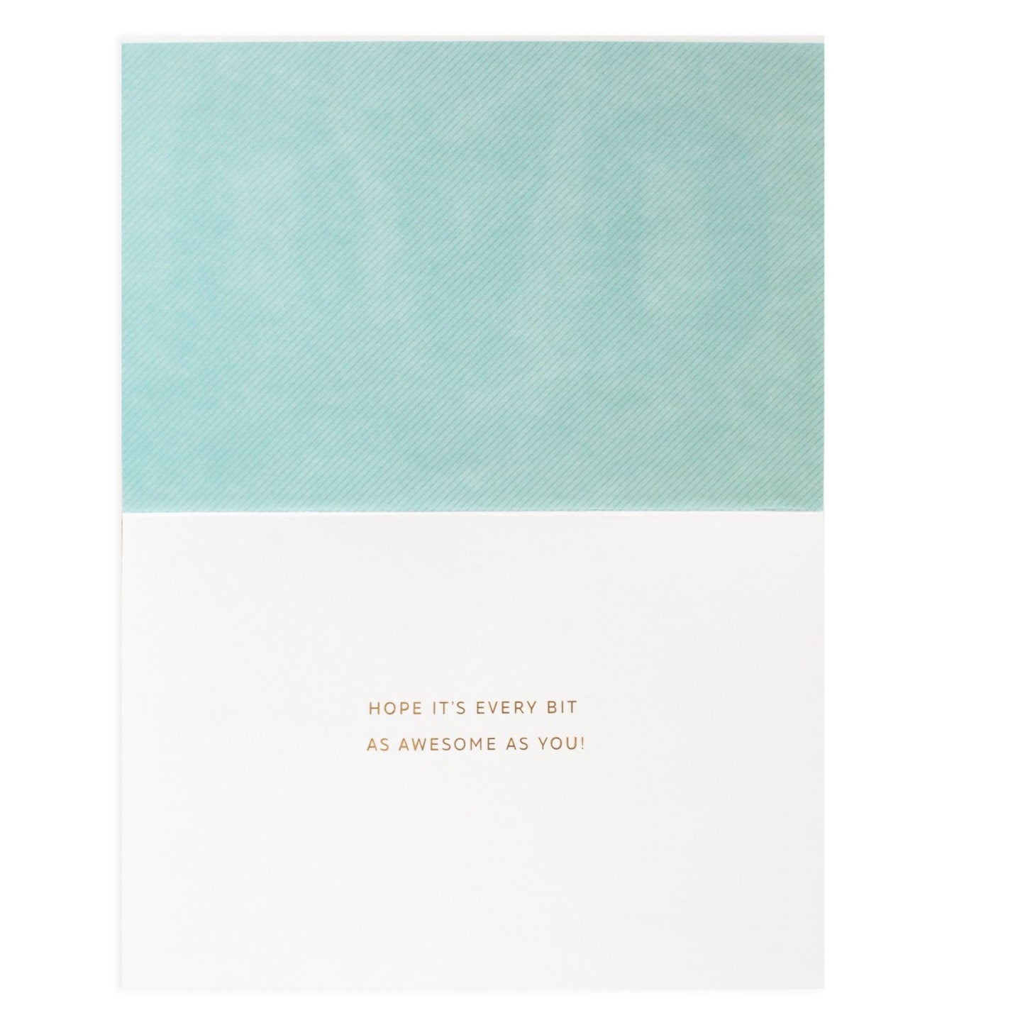 Hallmark Signature Birthday Card For Dad - Awesome As You, inside view with turquoise top and gold foil message on white, flat lay