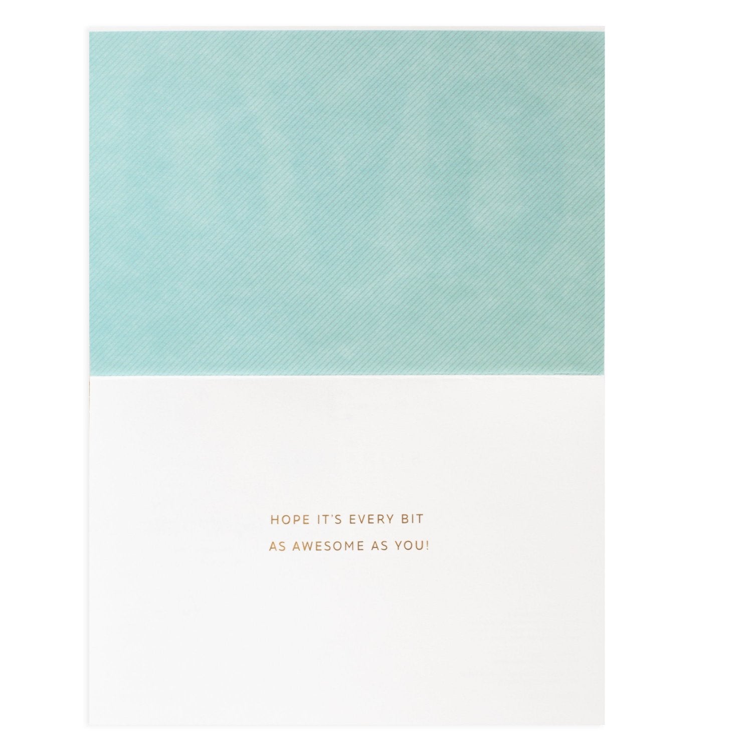 Hallmark Signature Birthday Card For Dad - Awesome As You, inside view with turquoise top and gold foil message on white, flat lay