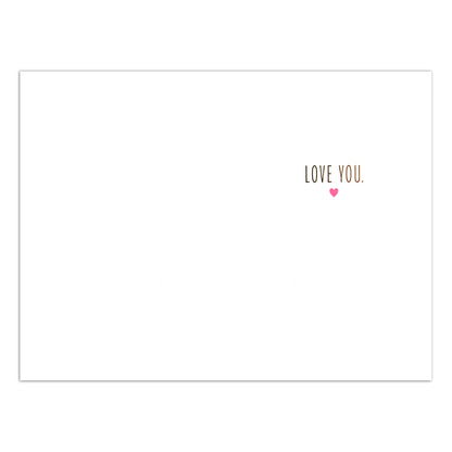 Hallmark Signature Love Card - My Heart, folded card, white with gold lettering, featuring the message 'Love You' in a minimalist style.