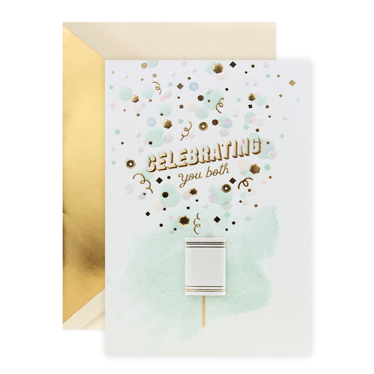 Hallmark Signature Love Celebration Card - Confetti featuring gold foil highlights and confetti design with a 3D plaque.
