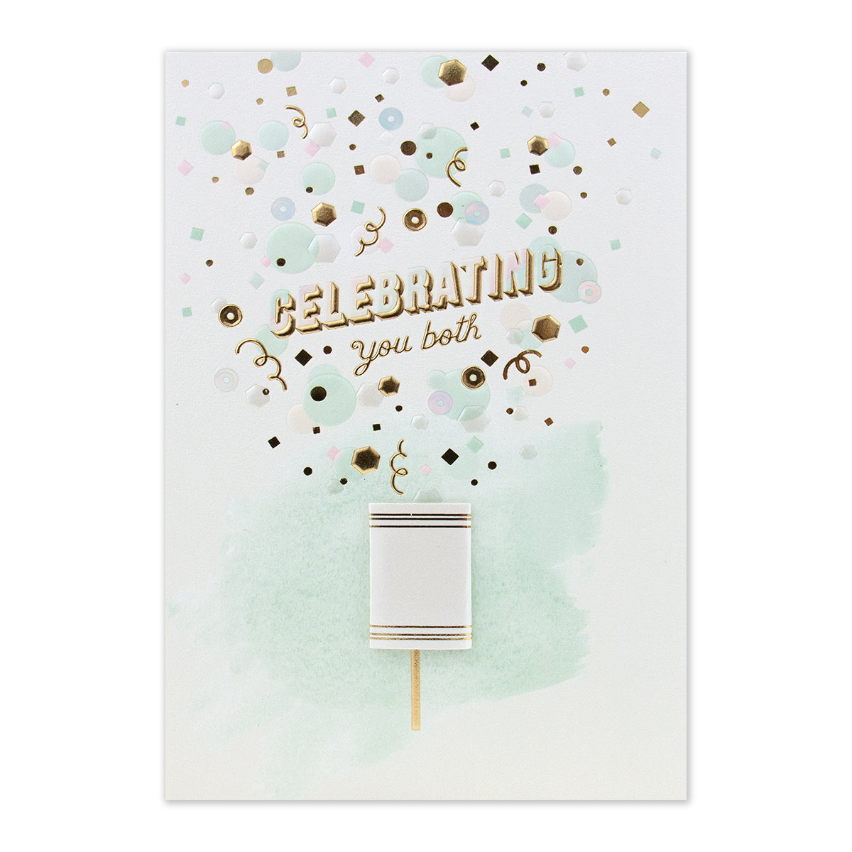 Hallmark Signature Love Celebration Card - Confetti, featuring gold foil and embossed details, with a party popper illustration.