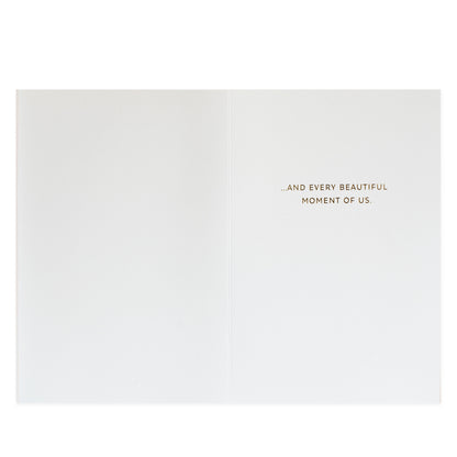 Hallmark Signature Love Greeting Card - Beautiful Moment, inside view, featuring gold foil message, blank space.