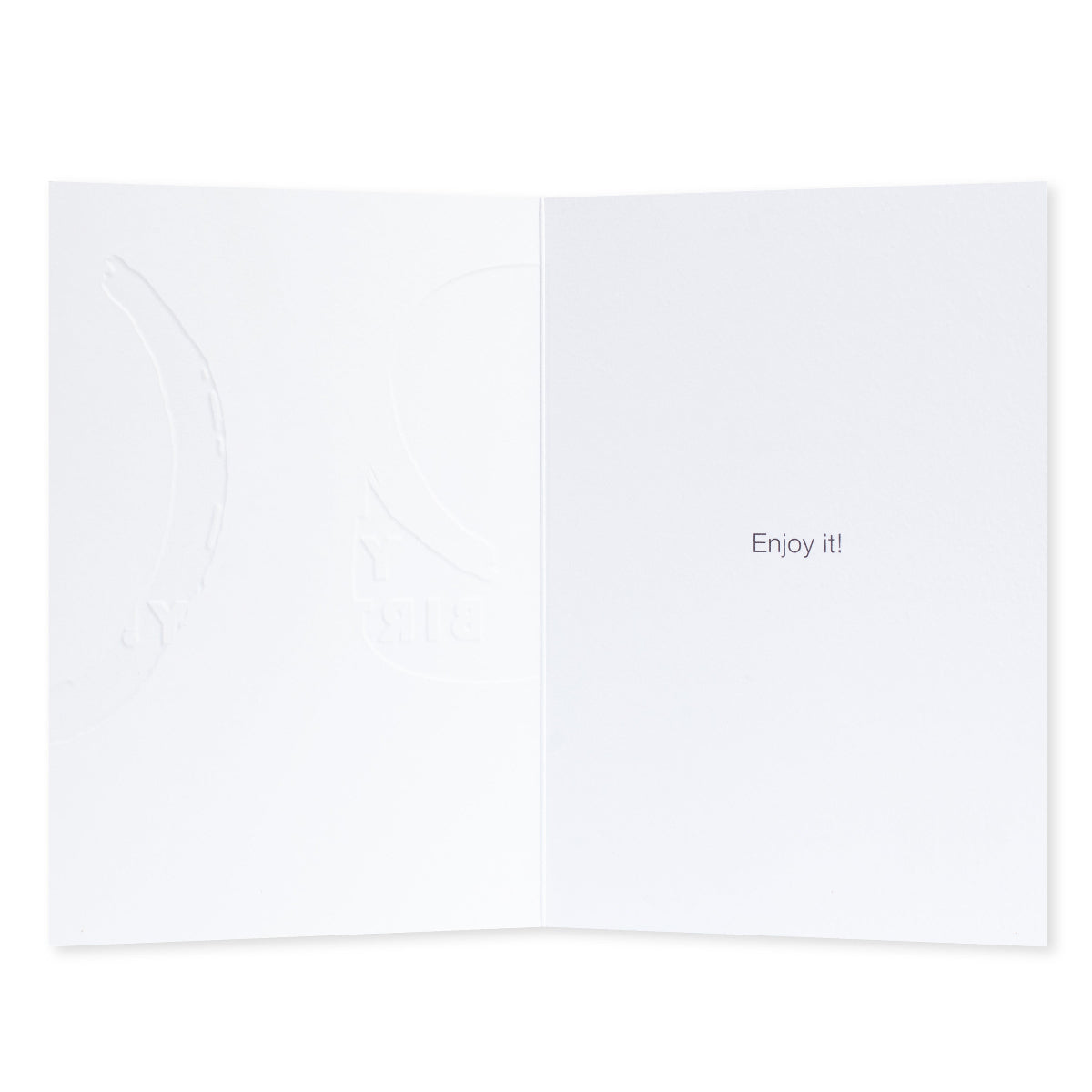 Halcyon by Hallmark Birthday Card – Abstract Shapes, inside view showcasing embossed design and the message 'Enjoy it!'