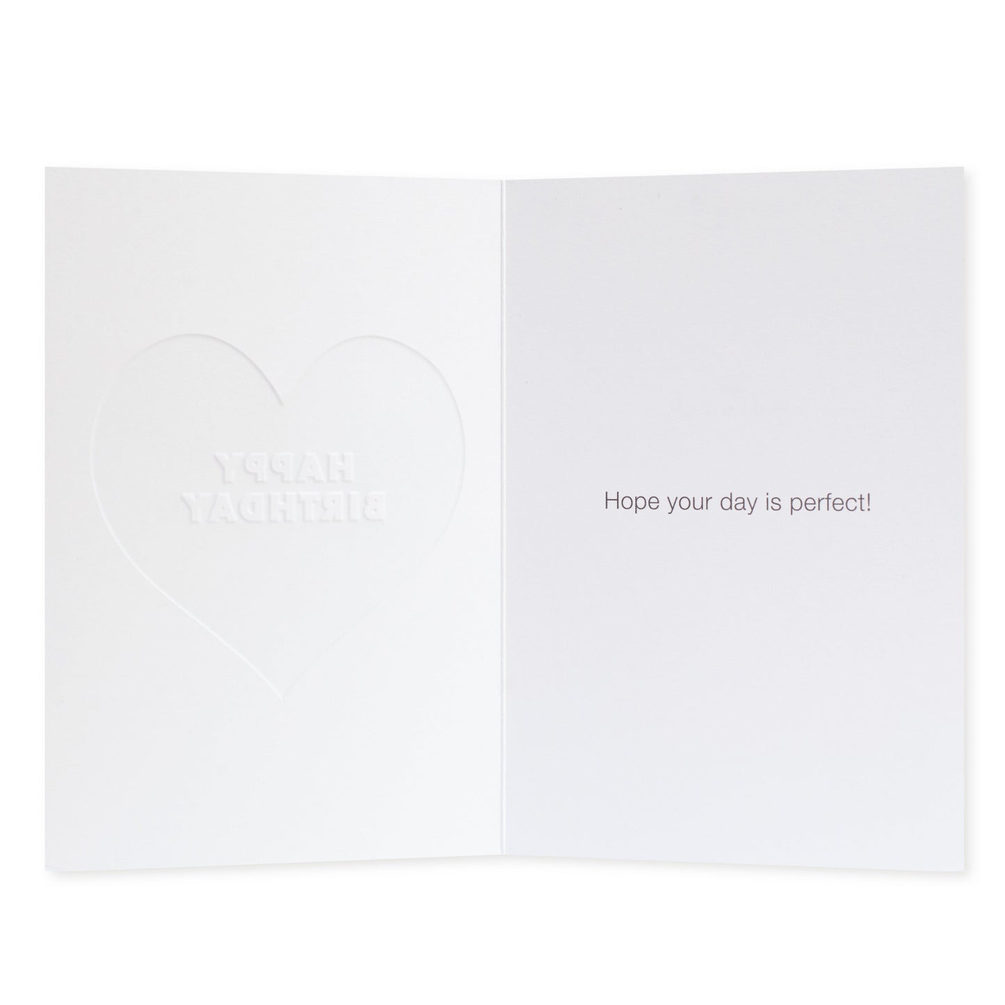 Halcyon by Hallmark Birthday Card – Sprinkles and Heart, inside view, embossed heart design, inside message featuring hopeful birthday wish