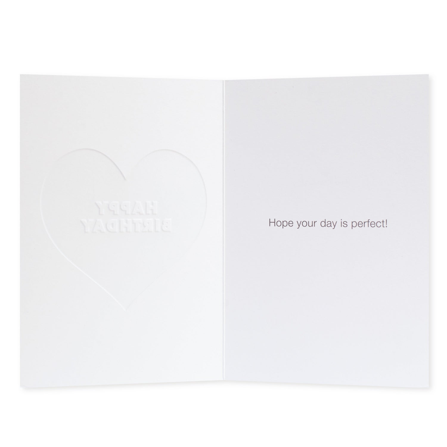 Halcyon by Hallmark Birthday Card – Sprinkles and Heart, inside view, embossed heart design, inside message featuring hopeful birthday wish