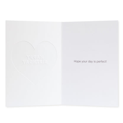 Halcyon by Hallmark Birthday Card – Sprinkles and Heart, inside view, embossed heart design, inside message featuring hopeful birthday wish