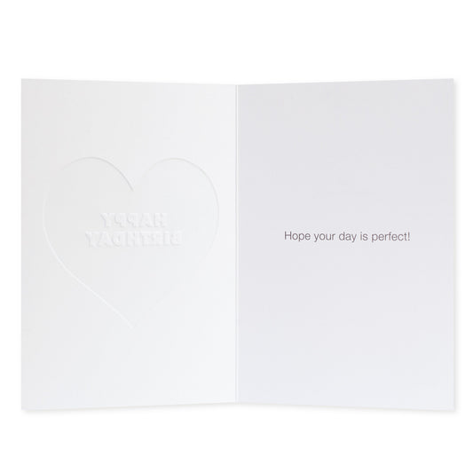 Halcyon by Hallmark Birthday Card – Sprinkles and Heart, inside view, embossed heart design, inside message featuring hopeful birthday wish