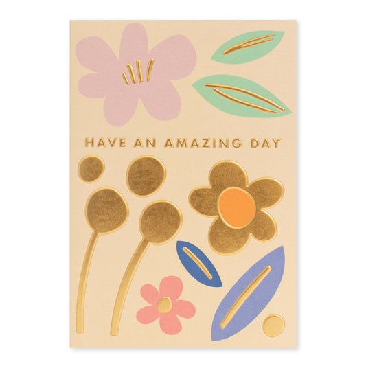 Halcyon by Hallmark All Occasion Card – Modern Flowers with floral designs and gold foil text on textured stock.