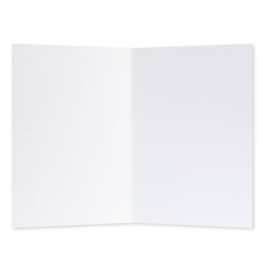 Halcyon by Hallmark All Occasion Card – It's Your Day, inside view showing blank space for personal messages on textured stock.