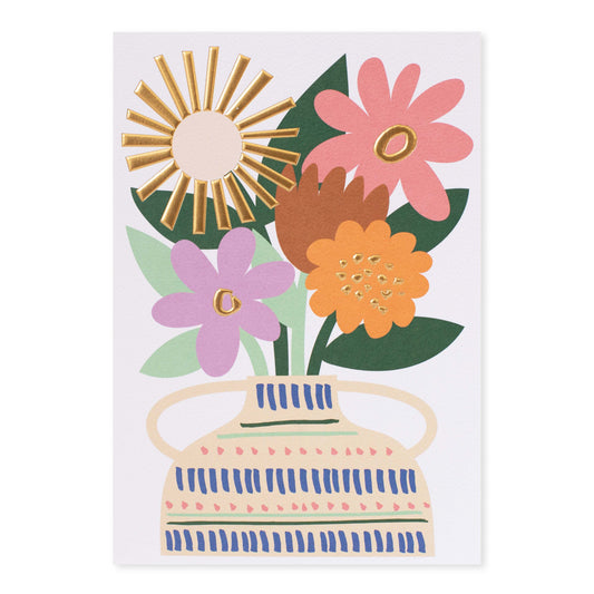Halcyon by Hallmark All Occasion Card – Vase of Flowers, colourful floral illustration, premium textured stock, flat lay