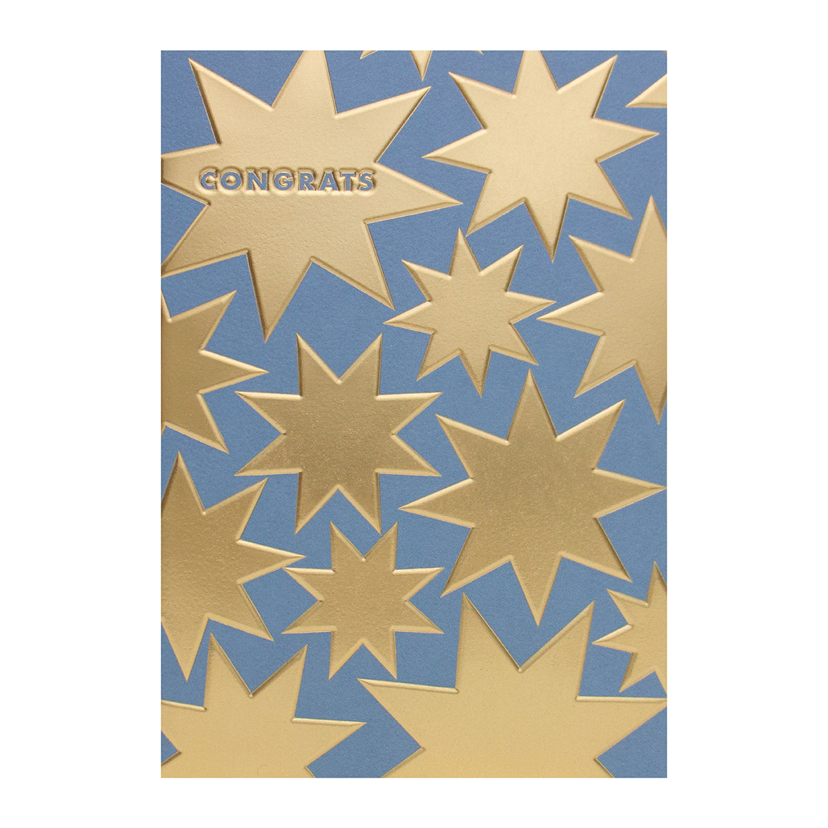 Halcyon by Hallmark Congratulations Card – Gold Stars on textured blue stock with gold foil stars design.