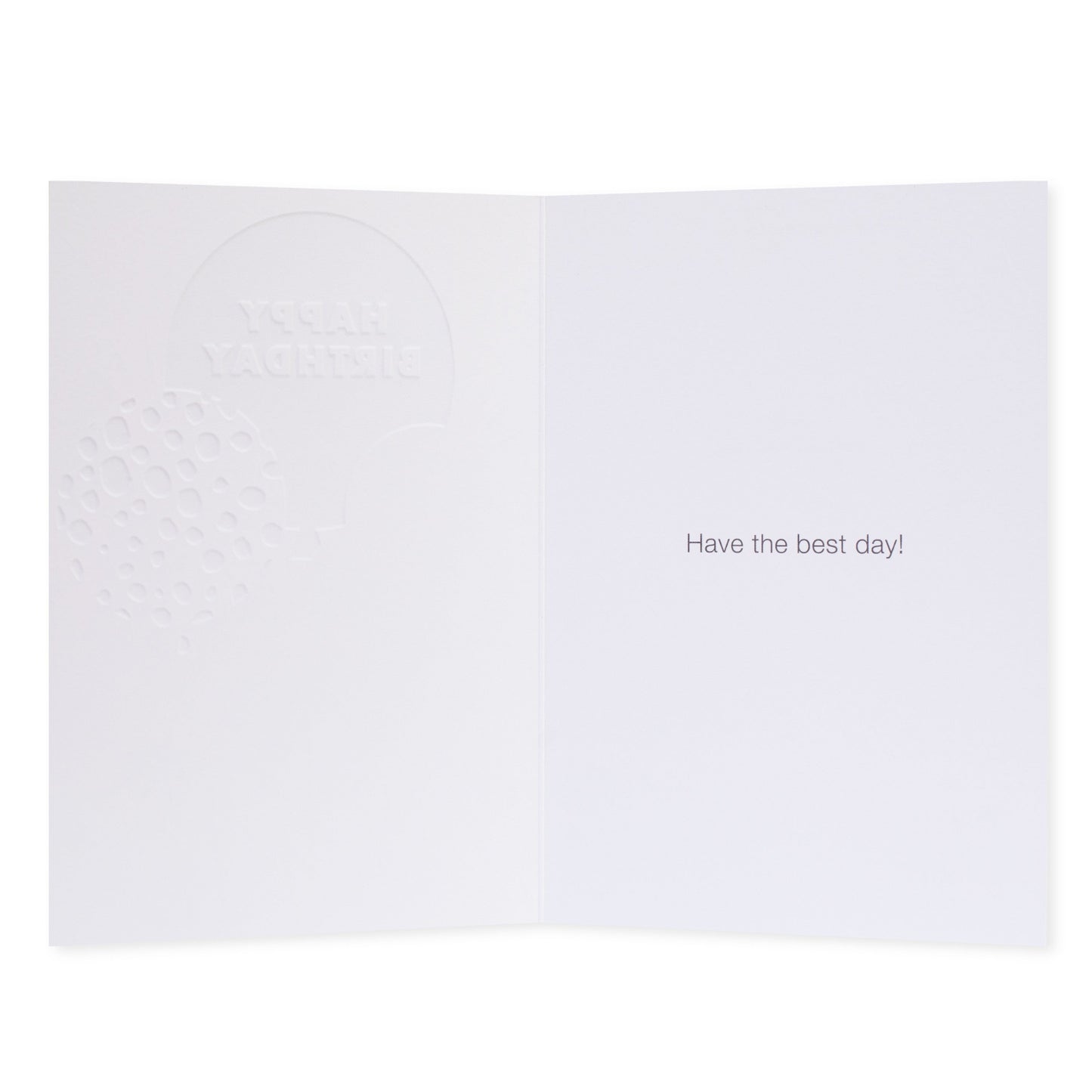 Halcyon by Hallmark Birthday Card – Balloons, interior design with embossed 'Happy Birthday' text and message reading 'Have the best day!'