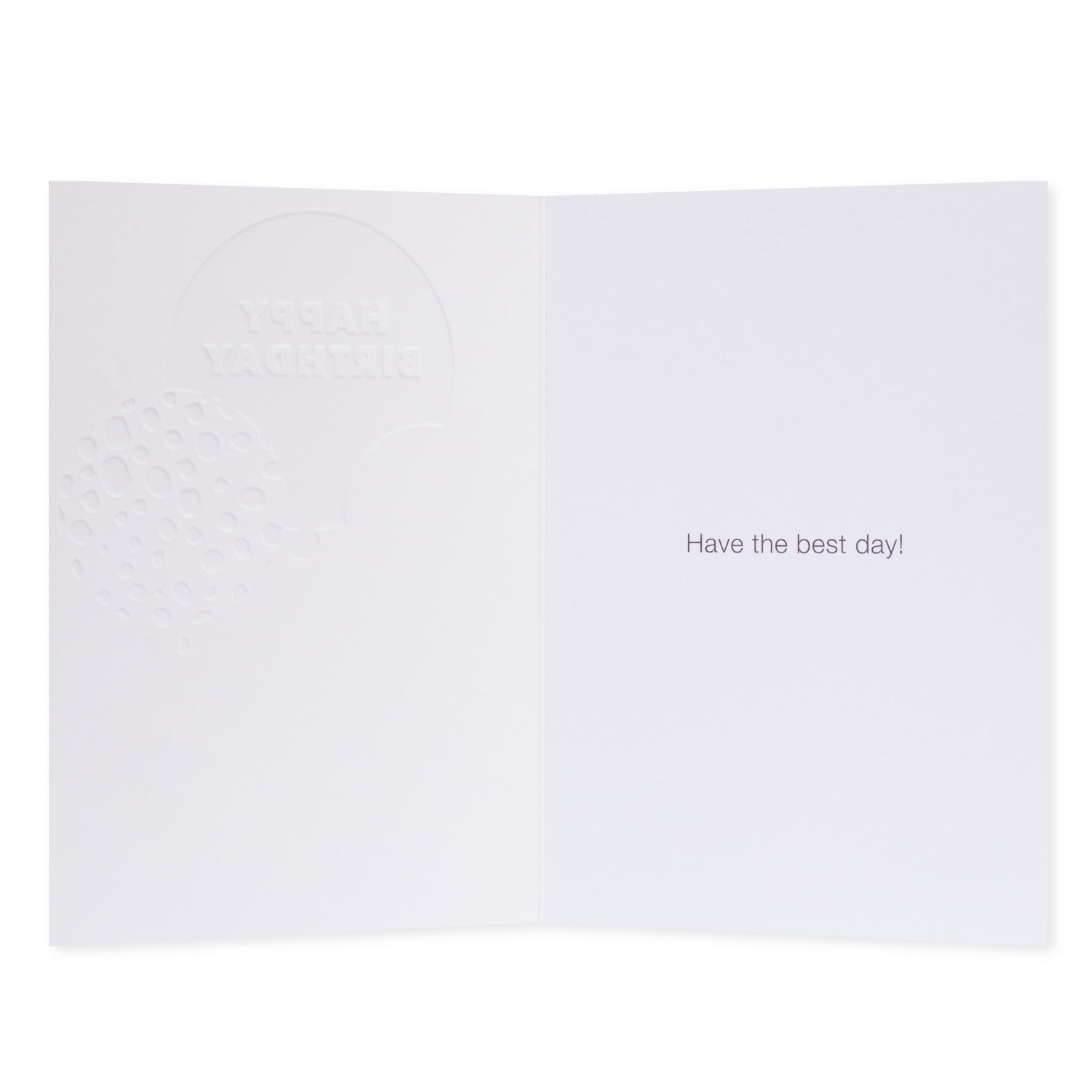 Halcyon by Hallmark Birthday Card – Balloons, interior design with embossed 'Happy Birthday' text and message reading 'Have the best day!'