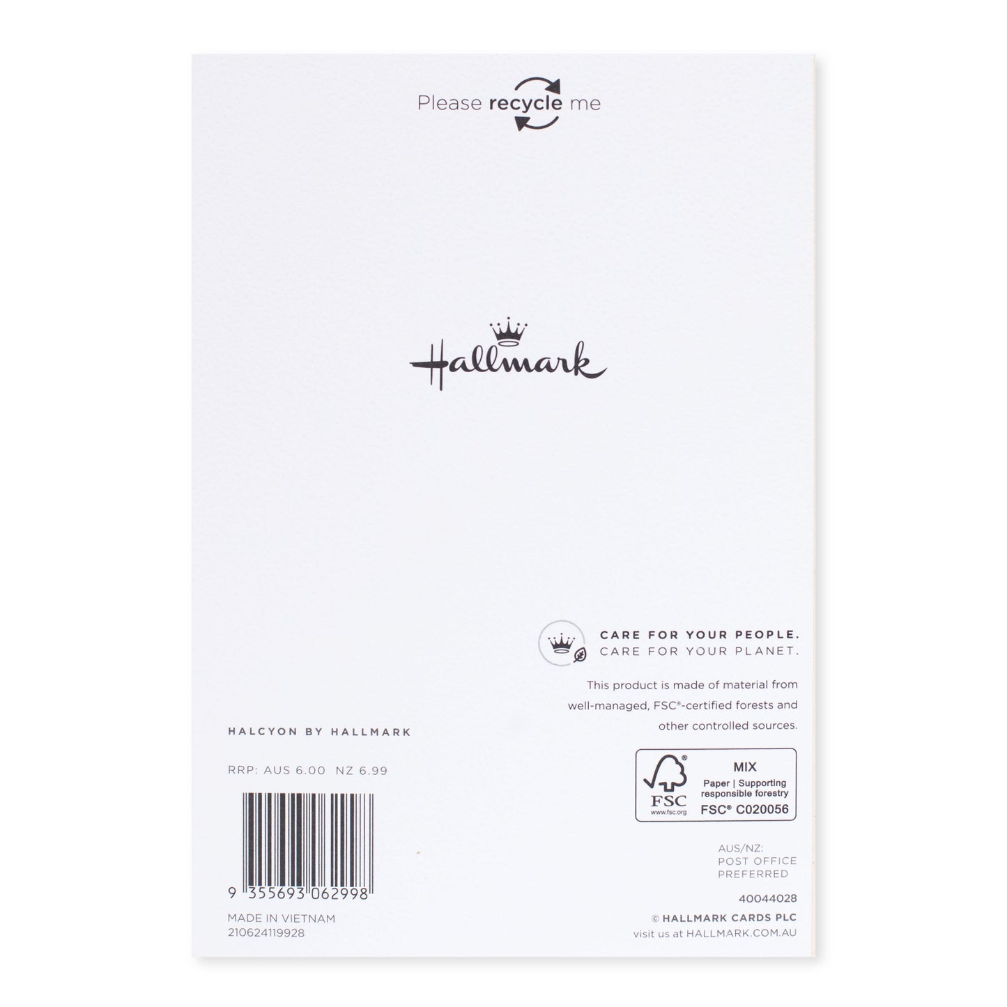 Halcyon by Hallmark Birthday card – balloons, back design featuring recycling message, textured finish, Hallmark branding