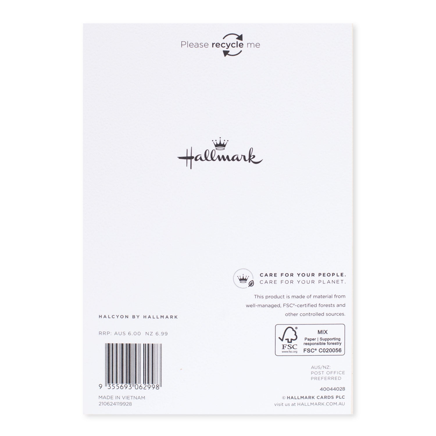 Halcyon by Hallmark Birthday card – balloons, back design featuring recycling message, textured finish, Hallmark branding
