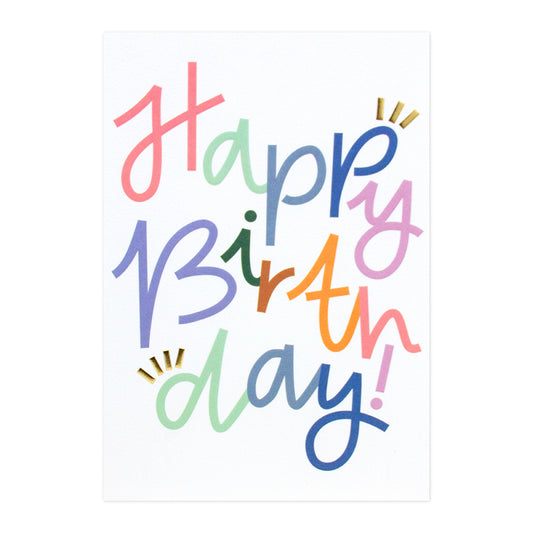 Halcyon by Hallmark Birthday Card – Colorful Typography featuring bright, playful text design on textured stock.