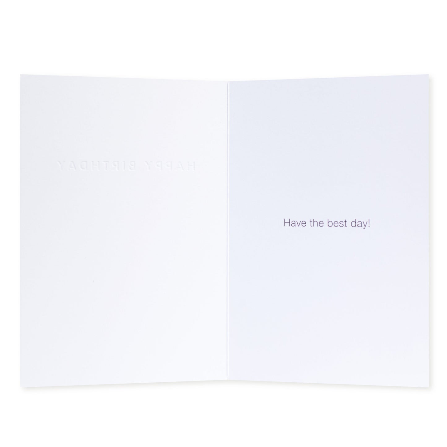 Halcyon by Hallmark Birthday Card – Mint Gradient, interior view, embossed text greeting, white textured stock.