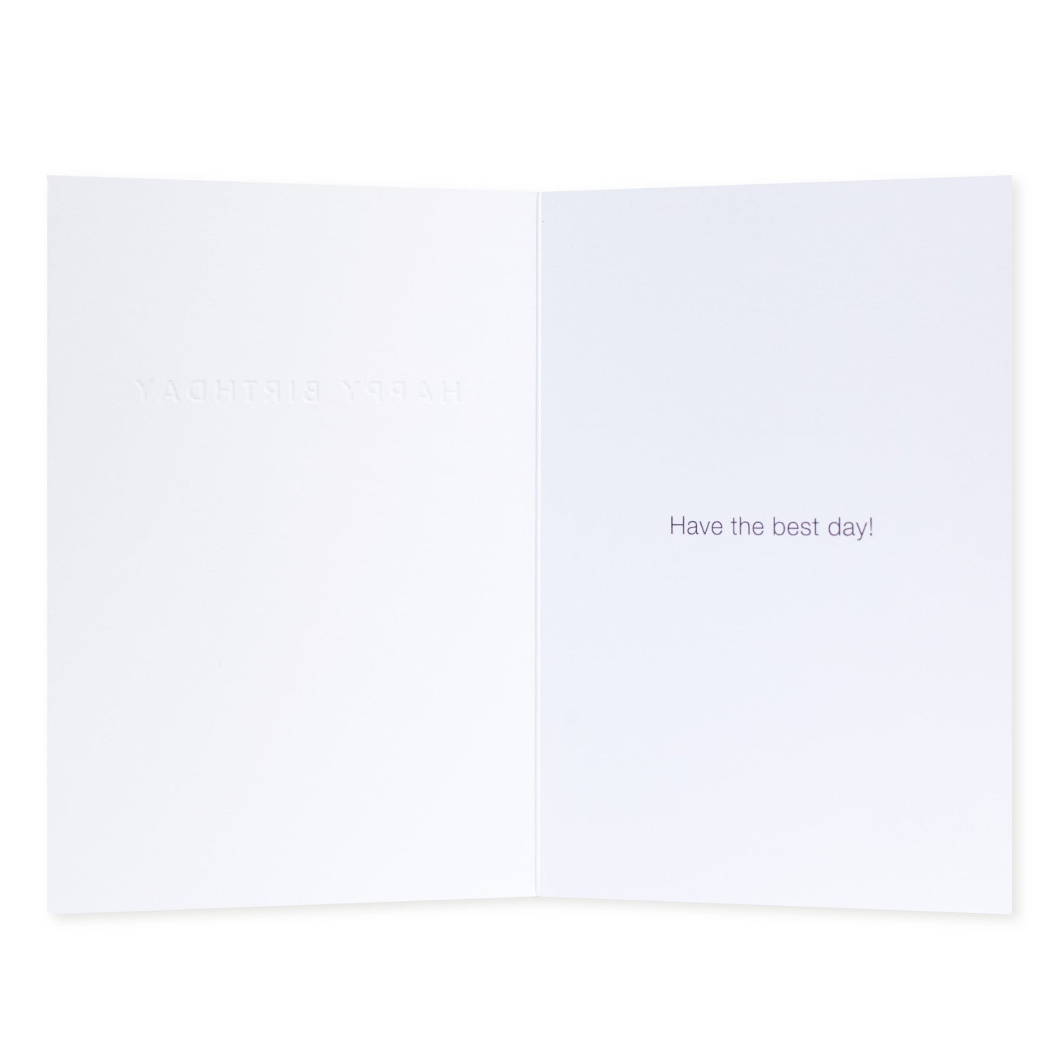 Halcyon by Hallmark Birthday Card – Mint Gradient, interior view, embossed text greeting, white textured stock.