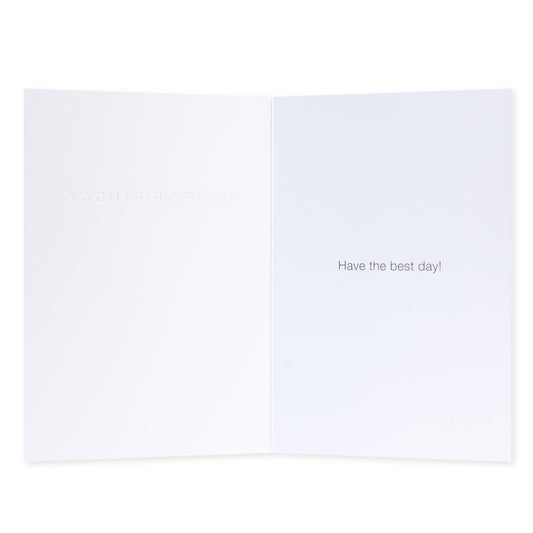 Halcyon by Hallmark Birthday Card – Mint Gradient, interior view, embossed text greeting, white textured stock.
