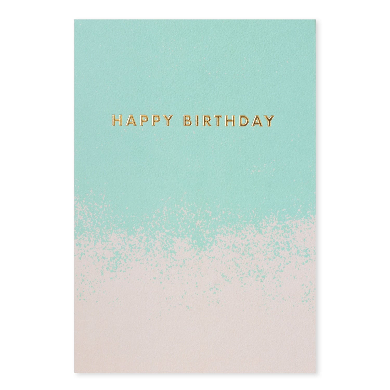 Halcyon by Hallmark Birthday Card – Mint Gradient with gold lettering and a textured surface, displaying a mint to cream gradient.