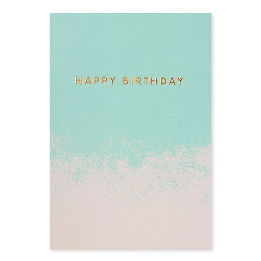 Halcyon by Hallmark Birthday Card – Mint Gradient with gold lettering and a textured surface, displaying a mint to cream gradient.