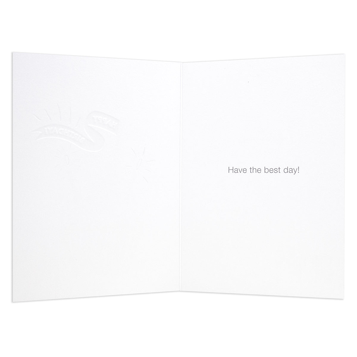 Halcyon by Hallmark Birthday Card – Cupcake, inside view, includes embossed design, features message 'Have the best day!'