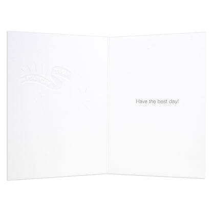 Halcyon by Hallmark Birthday Card – Cupcake, inside view, includes embossed design, features message 'Have the best day!'