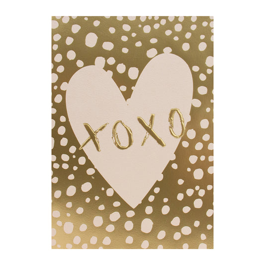 Halcyon by Hallmark All Occasion Card – XOXO features a large heart with 'xoxo' text on a gold spotted background.