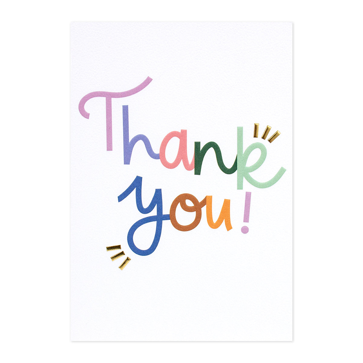 Halcyon by Hallmark Thank You Card – Colorful Thank You featuring playful text design in various colours on textured stock.