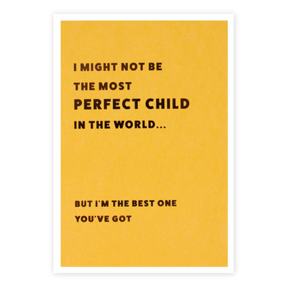 Hallmark Father's Day Card - Best Child You've Got with humorous yellow front design featuring bold text, flat lay view.