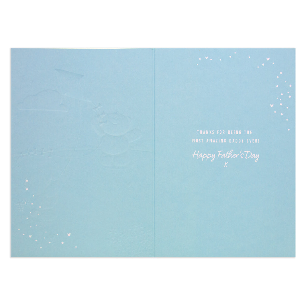 Hallmark Father's Day Card - Best Daddy Forever Friends inside view with embossed design and heartfelt message on light blue background.
