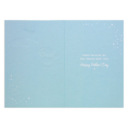 Hallmark Father's Day Card - Best Daddy Forever Friends inside view with embossed design and heartfelt message on light blue background.