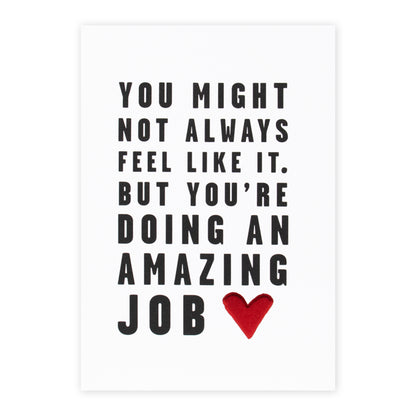 Hallmark Father's Day Card - Amazing Job, stylish card with embossed text and red heart detail on a white background.