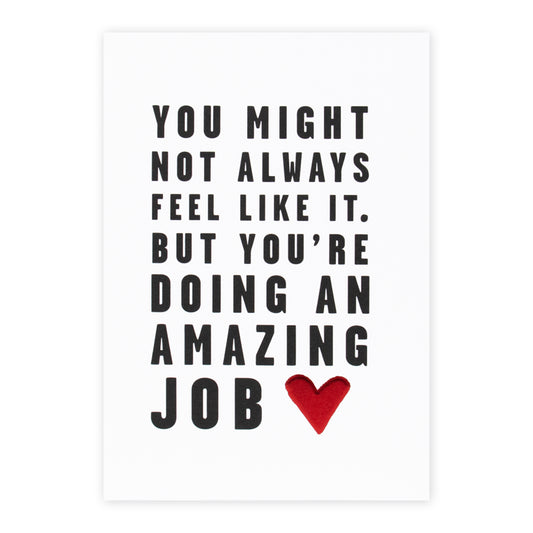 Hallmark Father's Day Card - Amazing Job, stylish card with embossed text and red heart detail on a white background.
