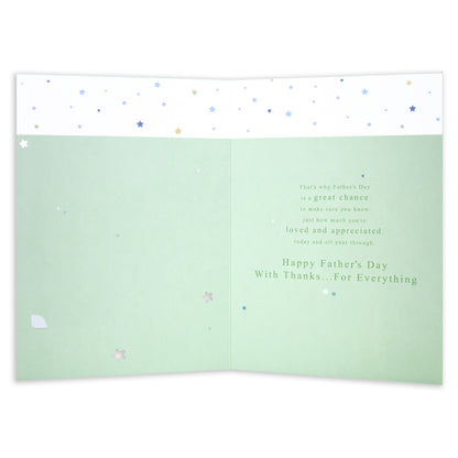 Hallmark Father's Day Card - Country Landscape (With Detachable Bookmark) open view displaying heartfelt message and star details.