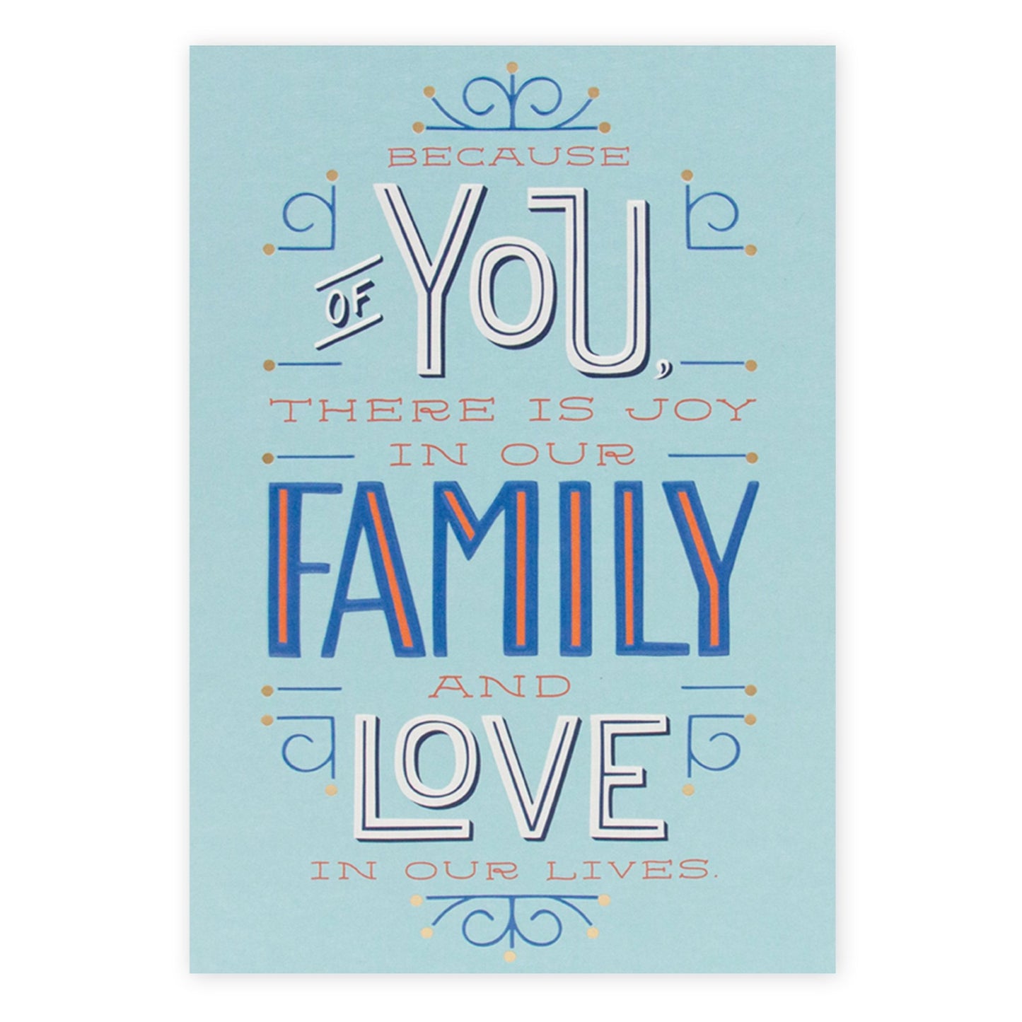 Hallmark Father's Day card - Joy & Love (For Husband) with blue background, featuring heartfelt message in decorative typography.