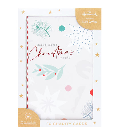 Merry Xmas Deck Classic Reg charity cards set, featuring festive design elements and a clear packaging display.