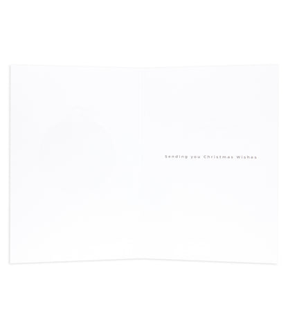Merry Xmas Deck Classic Reg greeting card, blank interior with elegant text, sending you Christmas wishes.