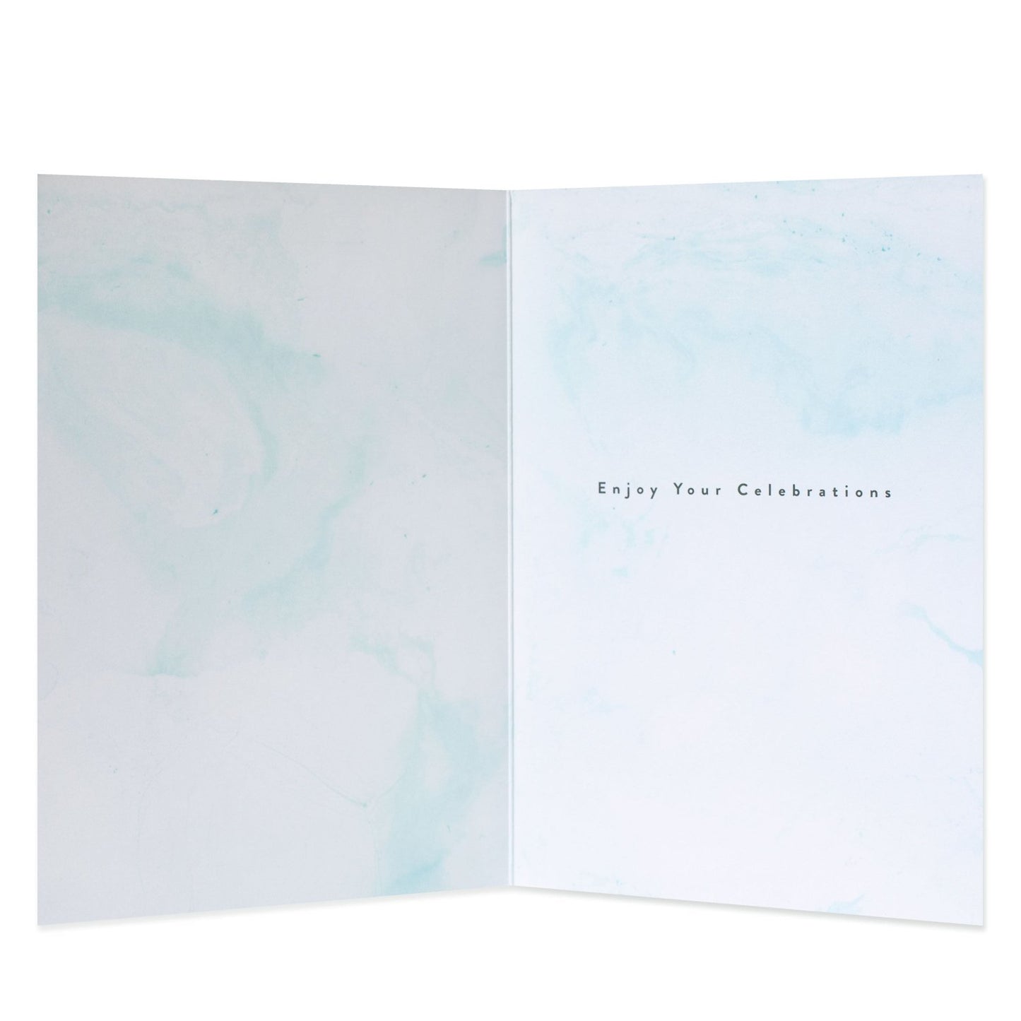 Hallmark Christmas Card To All The Family - Unforgettable Moments, inside view with blue marble design and message for celebrations.