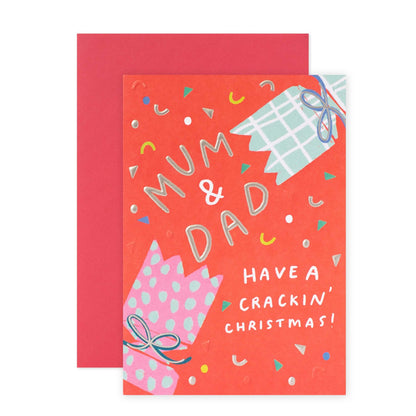 Hallmark Christmas Card For Mum & Dad - Christmas Cracker & Confetti