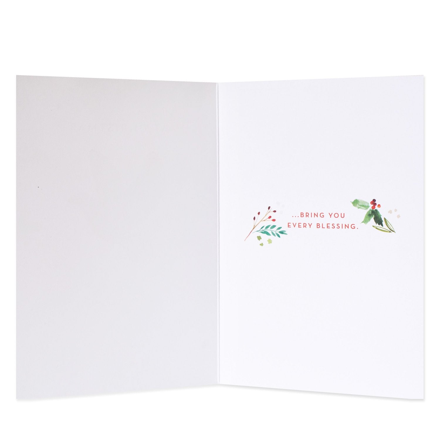 Hallmark Christmas Card - Joy Of The Season inside view showing printed message and holly illustrations, blank space for personalisation.