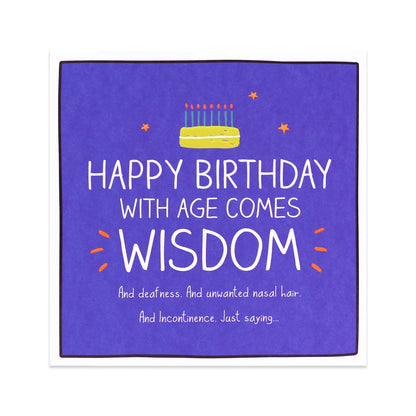 Hallmark Happy Jackson birthday card with witty message, bright purple background, and embossed cake illustration.