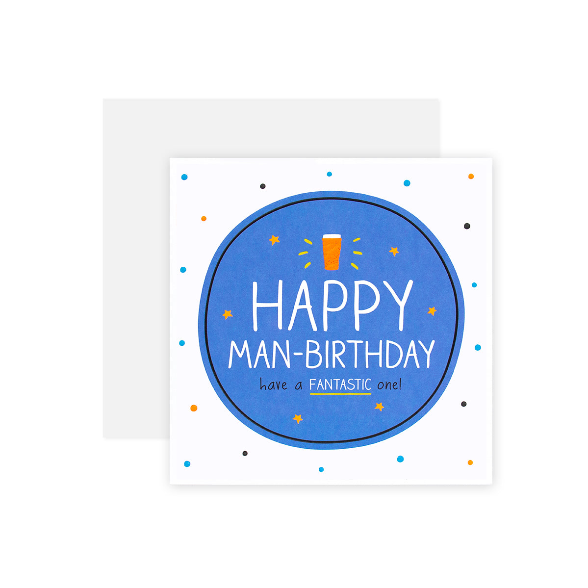 Hallmark Happy Jackson Birthday Card For Him - Man-Birthday with blue circle design, neon beer illustration, and bright dots.