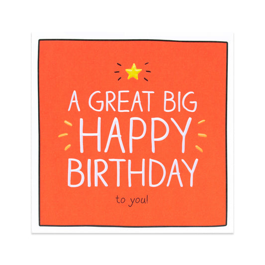Hallmark Happy Jackson Birthday Card - Great Big Happy Birthday! with bright orange background, playful font, and embossed star detail.