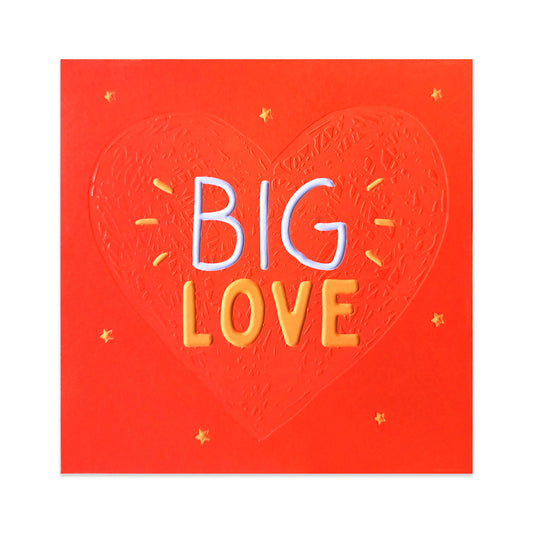 Hallmark Happy Jackson Greeting Card - Big Love in vibrant red with embossed heart design and neon lettering detail