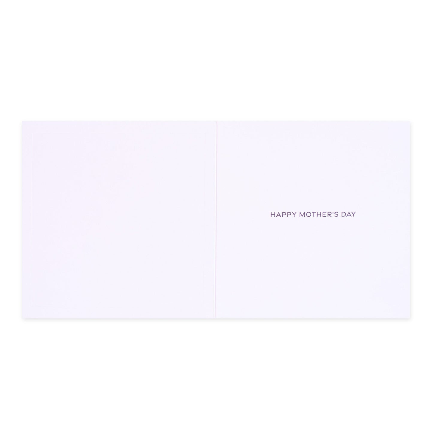 Hallmark Mother's Day Card - Wuff You, inside view showing embossed text ‘HAPPY MOTHER'S DAY’ on a blank white background.
