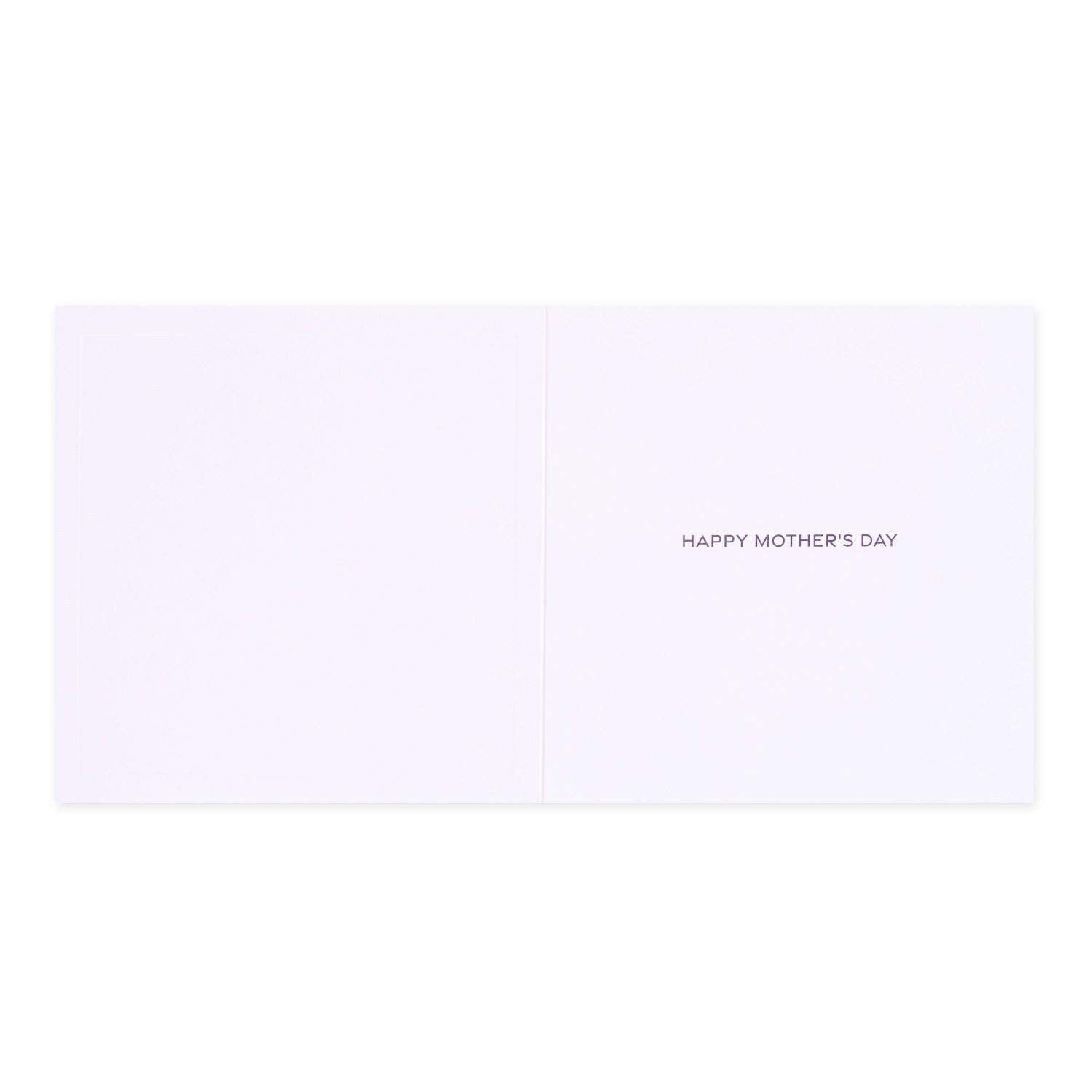 Hallmark Mother's Day Card - Wuff You, inside view showing embossed text ‘HAPPY MOTHER'S DAY’ on a blank white background.