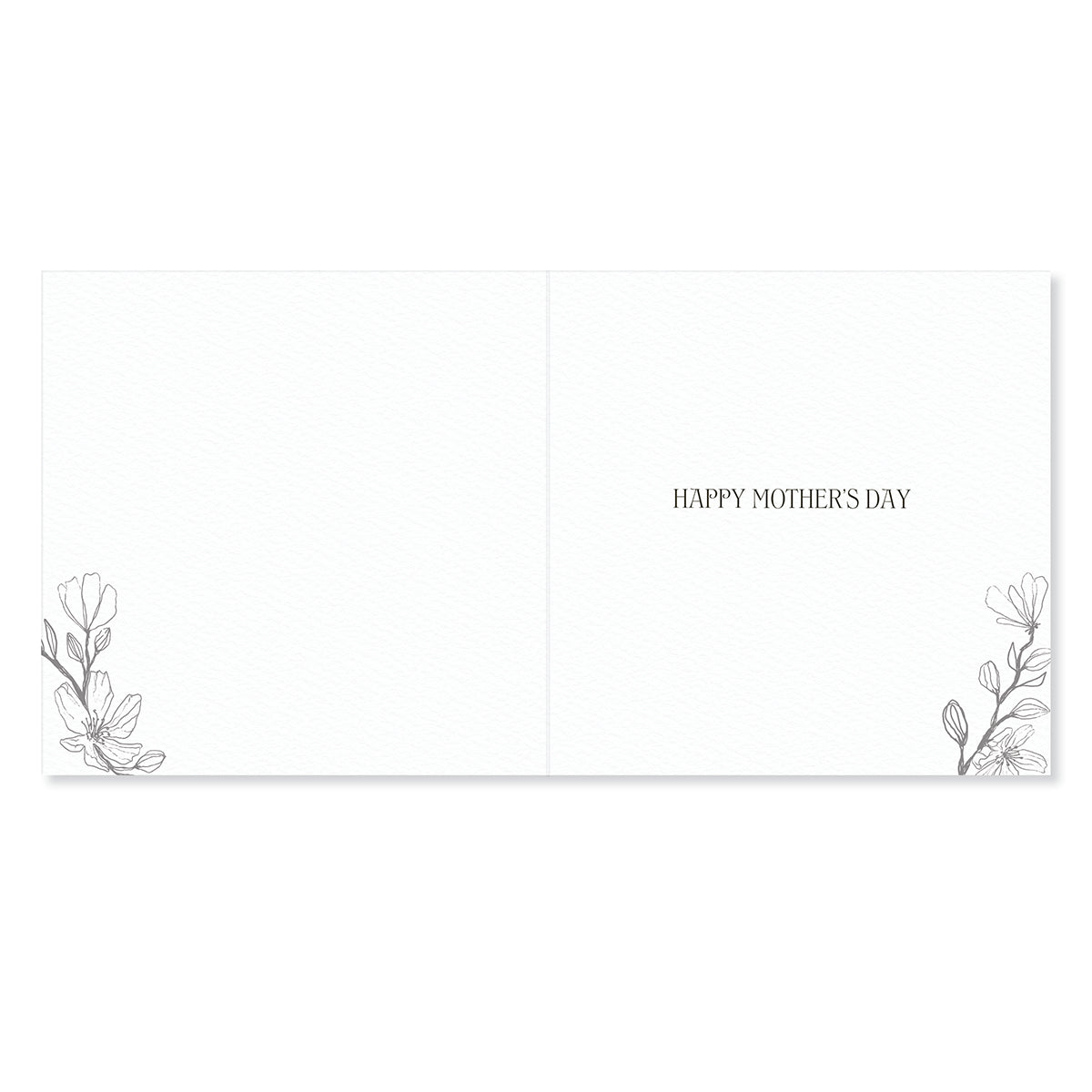Hallmark Mother's Day Card - M for Mum inside view featuring the message 'Happy Mother's Day' with floral line art accents.