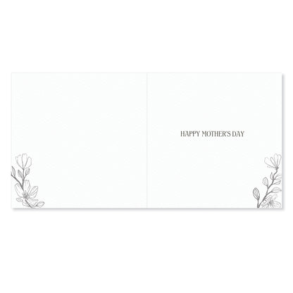 Hallmark Mother's Day Card - M for Mum inside view featuring the message 'Happy Mother's Day' with floral line art accents.